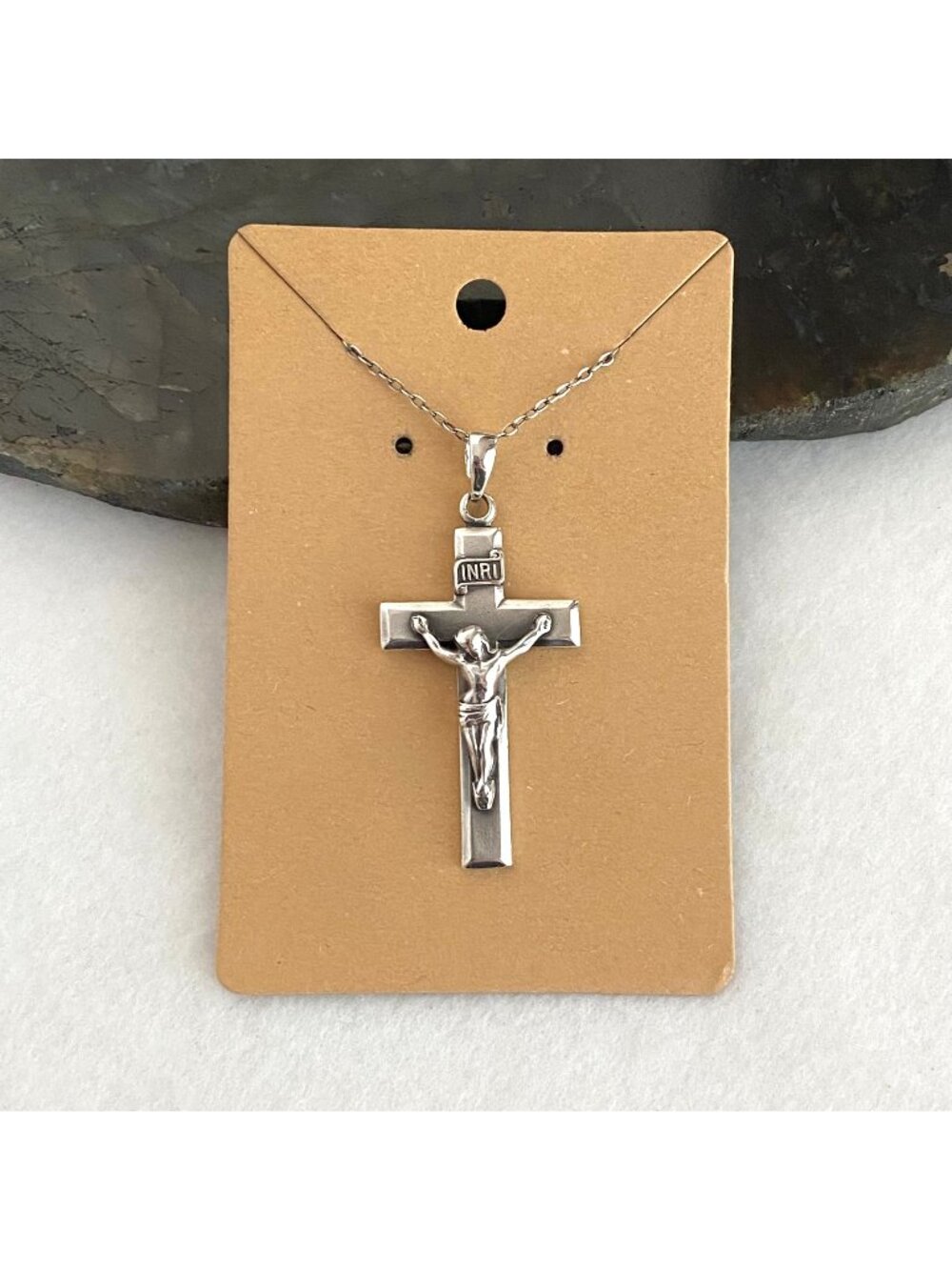 VTG Swift & Fisher Sterling Silver 925 Crucifix Cross Pendant Necklace 21" Chain
